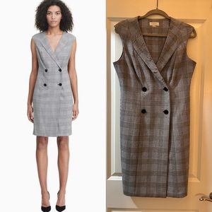 Calvin Klein Glen Plaid Double-Breasted Wrap Midi Dress Sz 8